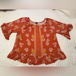 Style & Co. Terracotta Floral Blouse